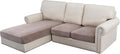 H.VERSAILTEX Velvet Stretch Sectional Sofa Covers - 3 Pieces, L-Shaped Chaise, Taupe Striped by HVERSAILTEX