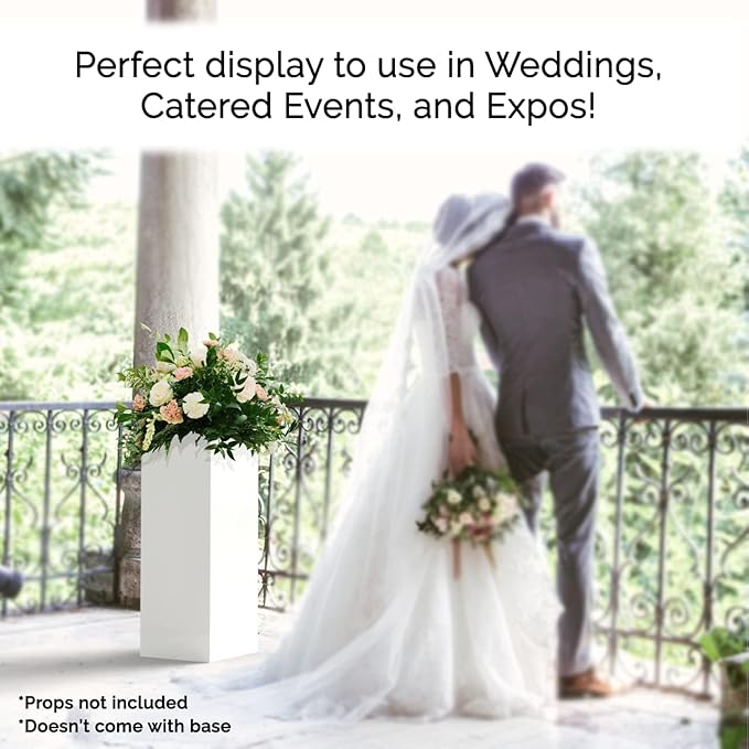 Acrylic Display Riser Box Tall Pedestal Art One Piece No Lid Glossy White 12" x 12" x 32" Event Flower Arrangement Plant Stand Retail Product Riser by Marketing Holders - Image 3