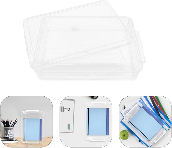 TEHAUX A4 Document Storage Box with Lid, Flat Certificate Organizer File Holder for Office Desk, Desktop File Organizer for Paper, Photos, and Cards - Image 5