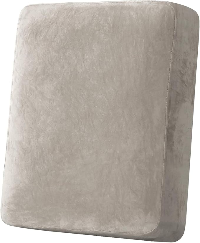 H.VERSAILTEX Velvet Stretch Couch Cushion Cover Plush Cushion Slipcover for Chair Cushion Furniture Protector Seat Cushion Sofa Cover (1 Piece Armchair Cushion Covers, Oatmeal) by HVERSAILTEX