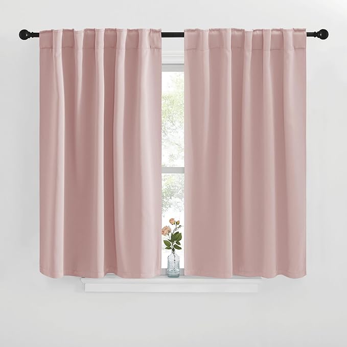 NICETOWN Window Treatment Blackout Curtains and Draperies - (Blush Pink Color) 42x40 inch, 2 Panels, Room Darkening Blackout Panel Drapes for Bedroom by NICETOWN