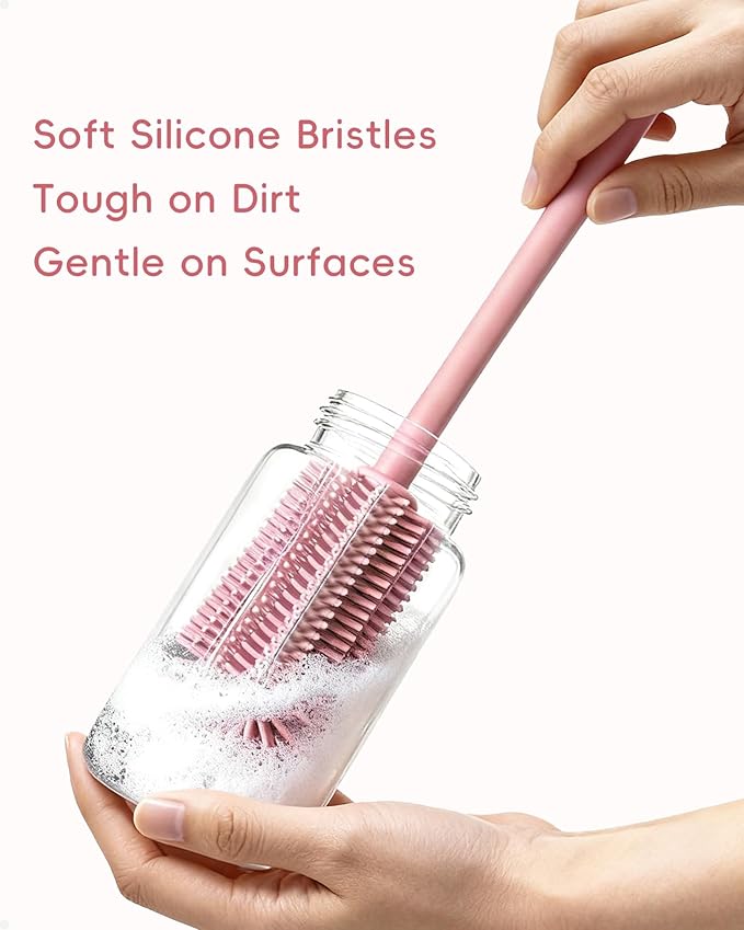 Silicone Cleaning Brush Kit,Water Bottle and Straw Cleaner Brush Set for Tumbler,Baby Bottle,Breast Pump Part,Nipple,Sippy Cup,Glass,Dishwasher Safe,BPA Free,3 Pcs - Image 4