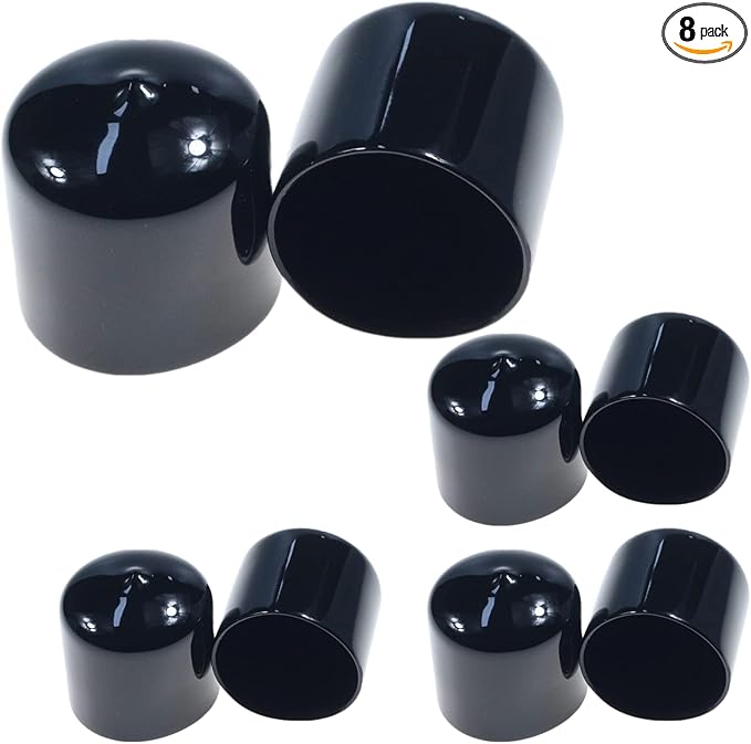 Acocony 1 3/8 Inch Rubber Cap Round Rubber End Caps PVC Flexible Protector Plastic Plugs for Round Holes Black Pack of 8 by Acocony