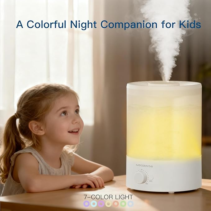 MegaWise 3.5L Cool Mist Humidifier – Whisper-Quiet Ultrasonic Vaporizer for Baby Nursery, Bedroom & Office | Top-Fill Design, Essential Oil Diffuser, Easy to Clean, 7-Color Night Light, Auto Shut-Off - Image 5