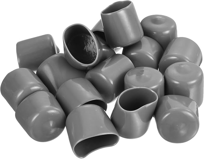 uxcell 20pcs Rubber End Caps Protective Caps 26mm ID Vinyl PVC Round Tube Bolt Cap Cover Screw Thread Protectors, Light Grey - Image 4