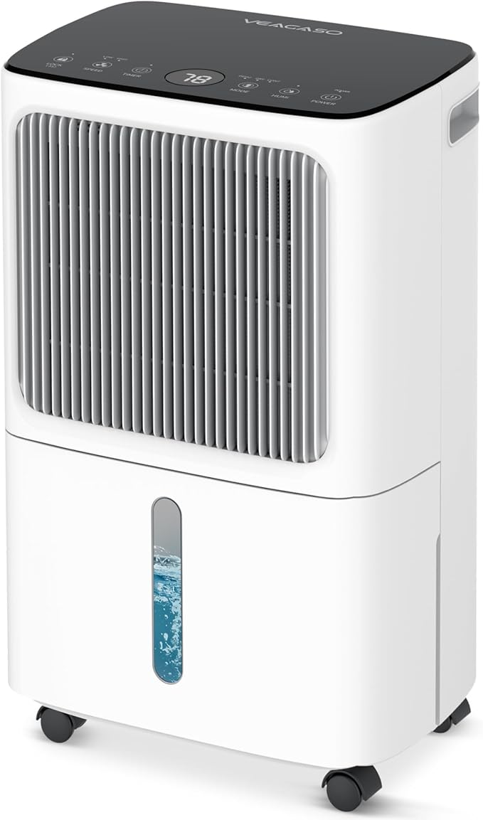 2500 Sq.Ft Dehumidifier for Basement with Drain Hose Max 34 Pints, VEAGASO Dehumidifiers for Home, Large Room, Bathroom, Bedroom, Three Modes, Intelligent Humidity Control, Dry Clothes, 24HR Timer by VEAGASO