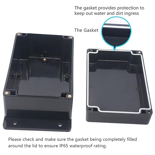 Junction Box, Zulkit Project Box Waterproof Dustproof IP65 ABS Universal Electrical Boxes Enclosure with Fixed Ear Black 6.30 x 4.33 x 3.54 inch (160 x 110 x 90 mm)(Pack of 1) - Image 4
