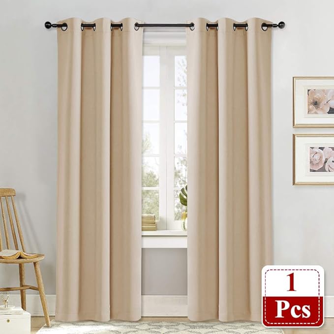NICETOWN Doorway Curtains, Room Darkening Curtain and Drape Energy Efficient Warmth Grommet Curtain for Office & Classroom (Biscotti Beige, Sold Individually, 42 inches Wide by 84 inches Long) - Image 3