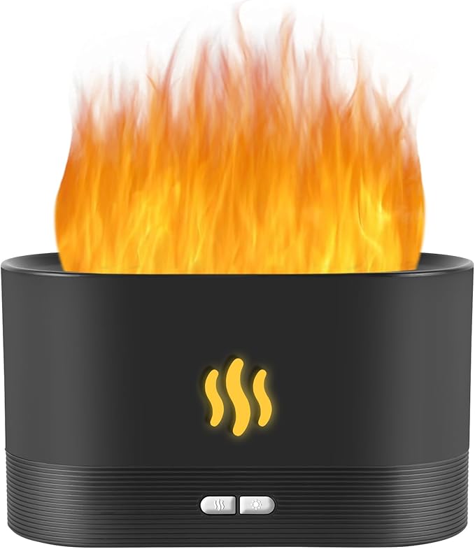 Flame Diffuser Humidifier-Auto Off 180ml Essential Oil Diffuser-2 Modes Brightness Aroma Humidifier with Fire Flame Effect for Home,Office,Spa,Gym (Black) - Image 8