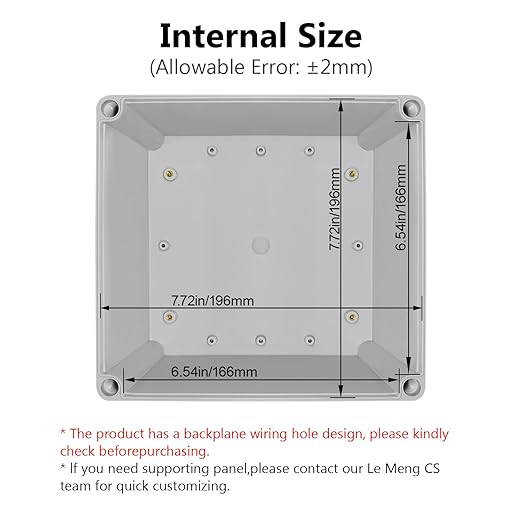 LeMotech Waterproof Dustproof IP67 Junction Box DIY Case Enclosure Gray 7.9 x 7.9 x 5.1 inch (200 x 200 x 130 mm) - Image 3