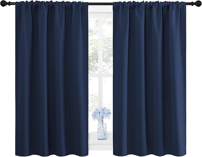 NICETOWN Curtains Blackout Draperies - Home Fashion Thermal Insulated Solid Drape Panels for Kid's Room, Privacy Window Dressing (Navy, 1 Pair, 42 inches x 45-Inch) - Image 2