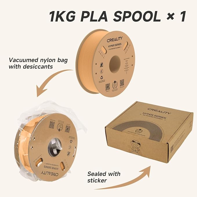 Official Creality Hyper PLA Filament 1.75mm, High Speed PLA 30-600mm/s Rapid 3D Printer Filament, Dimensional Accuracy +/-0.02mm, Fit Most FDM 3D Printers, 1KG(2.2lbs) Spool Peach Fuzz - Image 7