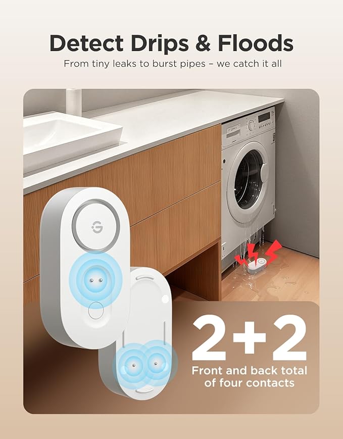 GoveeLife Upgraded Smart Water Leak Detector 1s with 1804ft Ultra-Long Range, WiFi Water Sensor with SMS/Email/APP Push and Sound Alarm, 5-Year Battery Life, Suit for Home, Basement, Kitchen, 4 Pack - Image 8
