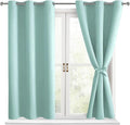 Hiasan Blackout Curtains for Bedroom - Thermal Insulated & Energy Saving Window Curtains for Living Room, 2 Drape Panels Sewn with Tiebacks, Aqua, 42 x 54 Inch by Hiasan