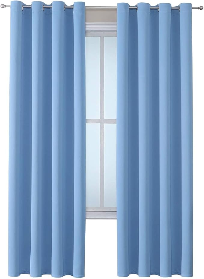 ChrisDowa Grommet Room Darkening Curtains for Bedroom and Living Room - 2 Panels Set Thermal Insulated Blackout Curtains (Sky Blue, 52W x 72L ) - Image 7