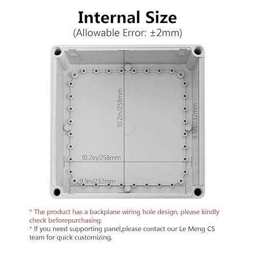 LeMotech Waterproof Dustproof IP67 Junction Box DIY Case Enclosure Gray 11 x 11 x 7.1 inch (280 x 280 x 180 mm) - Image 3