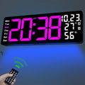 JoFomp 17.3" Large Digital Wall Clock, LED Digital Clock Large Display with Remote Control, Alarm Clock with Temp/DST/Dimmer/Humidity/Timer/Ambient Light - 12/24H, Alarm Wall Clock for Bedroom by JoFomp