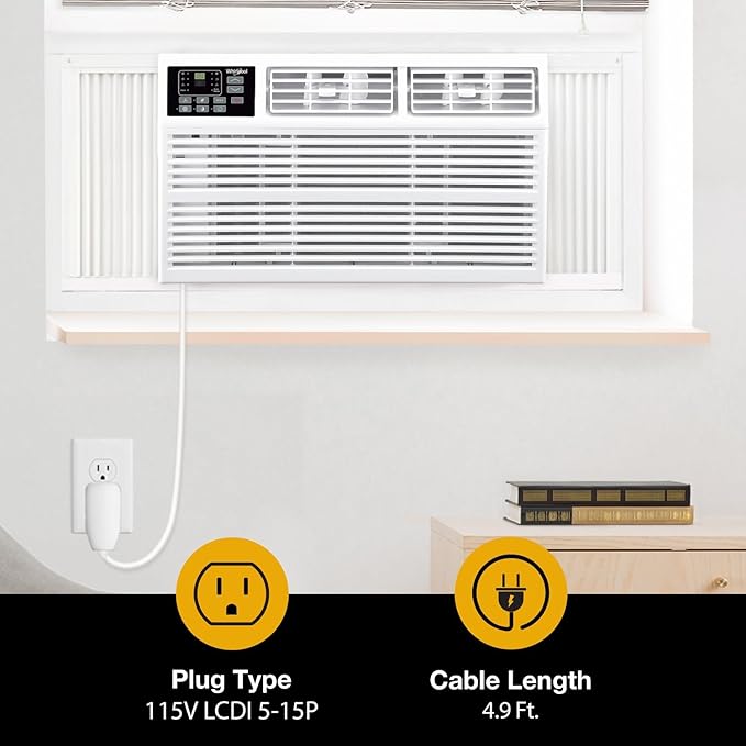 Whirlpool 8,000 BTU Window Air Conditioner with Supplemental Heat, Window Mounted AC Unit with Heater for Apartment, Living Room, Bedroom, Rooms up to 350 Square Feet - Image 7