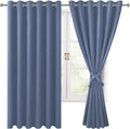 Hiasan Grommet Blackout Curtains for Bedroom, 70 x 63 Inches - Thermal Insulated & Light Blocking Window Drapes for Living Room/Dorm Room, Set of 2 Panels Sewn with Tiebacks, Blue Haze by Hiasan