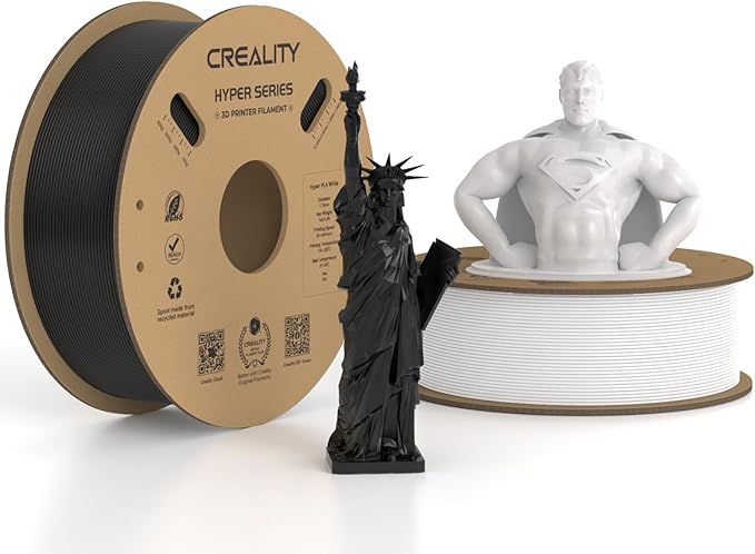 Official CREALITY Hyper PLA Filament 1.75mm Black & White 2KG, 30-600mm/s High Speed PLA Rapid 3D Printer Filament, 2 Pack 1kg Spool(2.2lbs), Dimensional Accuracy +/-0.02mm, Fit Most FDM 3D Printer by Creality