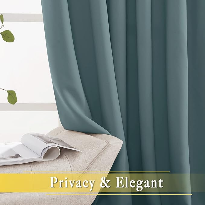 NICETOWN Blackout Curtain for Sliding Door, Patio Door Curtains, Grommet Thermal Insulated Room Divider Curtain Drape for Living Room/Bedroom (Greyish Blue, W80 x L84, 1 Panel) - Image 6
