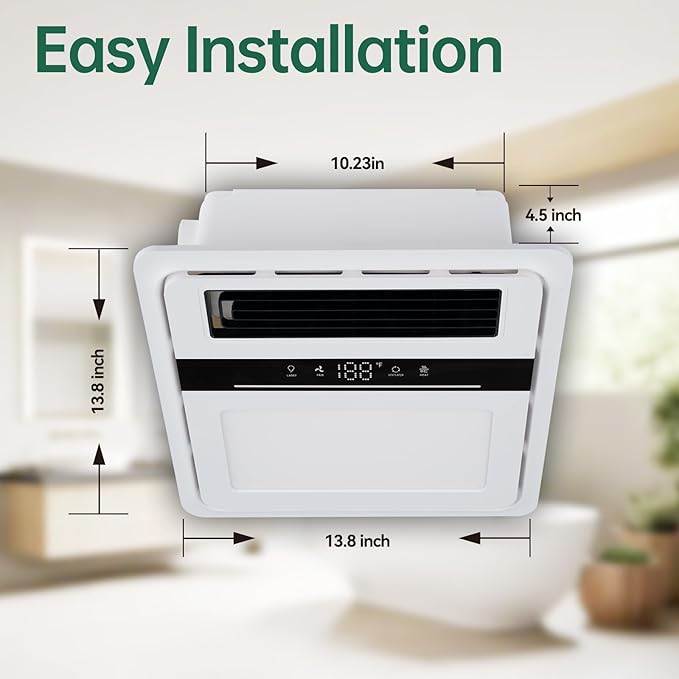 Bathroom Fan with Light and Heater, 1700W,140 CFM Ventilation, Remote Control,Quiet Exhaust, 4-in-1 Design for Heating, Lighting, Ventilation & Air Circulation for Comfort in Any Season - Image 7