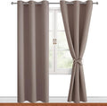 Hiasan Blackout Curtains for Bedroom, 42 x 84 Inches Long - Thermal Insulated & Light Blocking Window Curtains for Living Room/Kids Room, 2 Drape Panels Sewn with Tiebacks, Tan by Hiasan