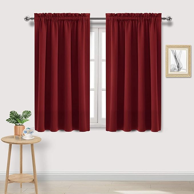 DWCN Christmas Burgundy Room Darkening Blackout Curtains - Thermal Insulated Privacy Energy Saving Window Curtain Drapes 52 x 45 inch Length, Set of 2 Bedroom Living Room Curtains by DWCN