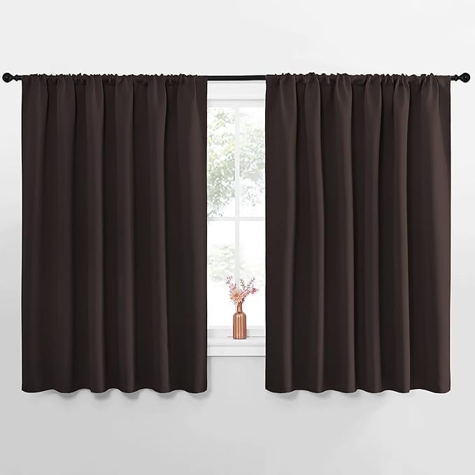 NICETOWN Blackout Curtains for Bedroom, Blackout Curtain Panels, Toffee Brown, 1 Pair, 62 by 63-inch, Window Treatment Energy Saving Thermal Insulated Solid Rod Pocket Blackout Drapes/Draperies by NICETOWN
