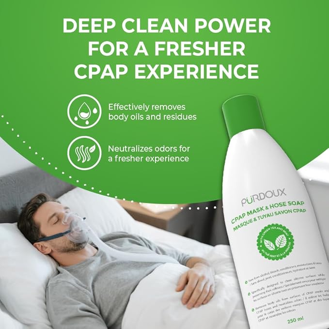 Purdoux CPAP Mask & Hose Soap Unscented(Pack of 3 Bottles, 250ML / 8.4OZ Green Tea-Mint)-CPAP Supplies, CPAP Accessories, CPAP Soap Cleaner for CPAP Machine - Image 3