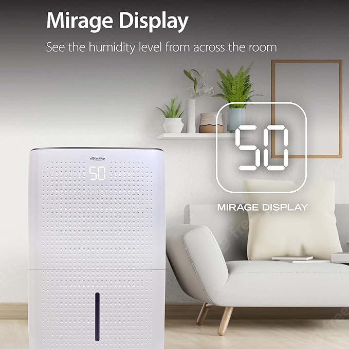 Soleus Air Energy Star Rated 4,500 SqFt., 50 Pint Dehumidifier With Mirage Display and Tri-Pat Safety Technology (50 Pint), White (DSJ-50E-01) - Image 10