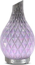 MAXWINER Essential Oil Diffuser Handmade Art Glass Aromatherapy Ultrasonic Humidifier with 7 Colors Lights Changing, Waterless Auto Shut-Off, Time Setting for Home, Office, Room 120ml (Diamond) by MAXWINER