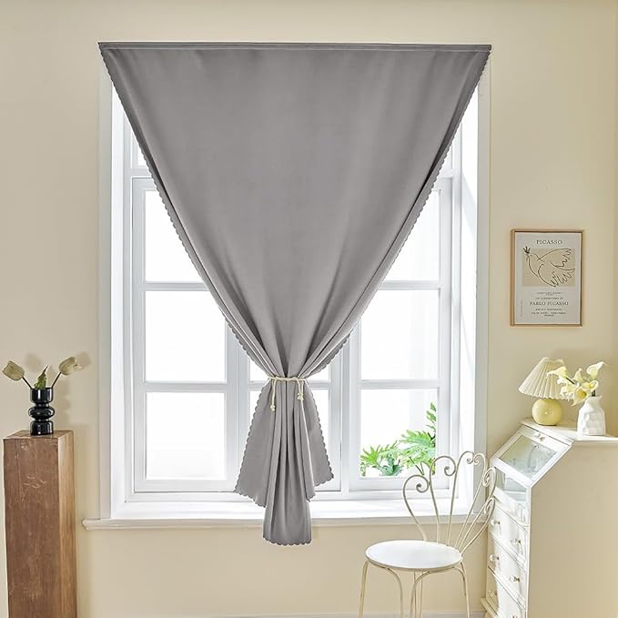 Adhesive Curtain 100% Blackout No-Drill Easy Install for Bedroom Blinds Light Blocking (Dark Grey-35 W x 59" L-1P) - Image 7