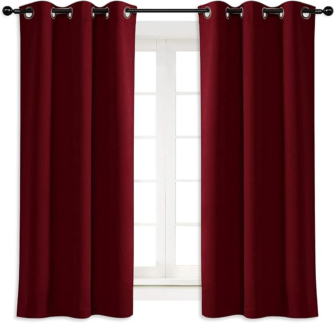 NICETOWN Blackout Curtain Blind for Bedroom, Single Panel, W42 x L45 inches, Burgundy Red, Thermal Insulated Grommet Blackout Room Darkening Drape/Drapery by NICETOWN
