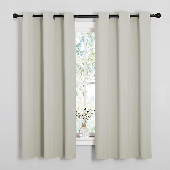 NICETOWN Thermal Insulated Grommet Room Darkening Curtains/Draperies/Panels for Bedroom (Bone White, 2 Panels, W42 x L63 inches) by NICETOWN