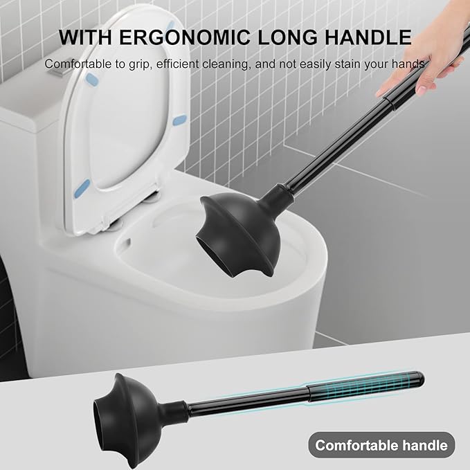 SetSail Toilet Brush and Plunger Set, 3 Pack Toilet Plungers for Bathroom with Holder Heavy Duty Toilet Bowl Brush and Holder Hidden for Deeply Cleaning - Black - Image 6