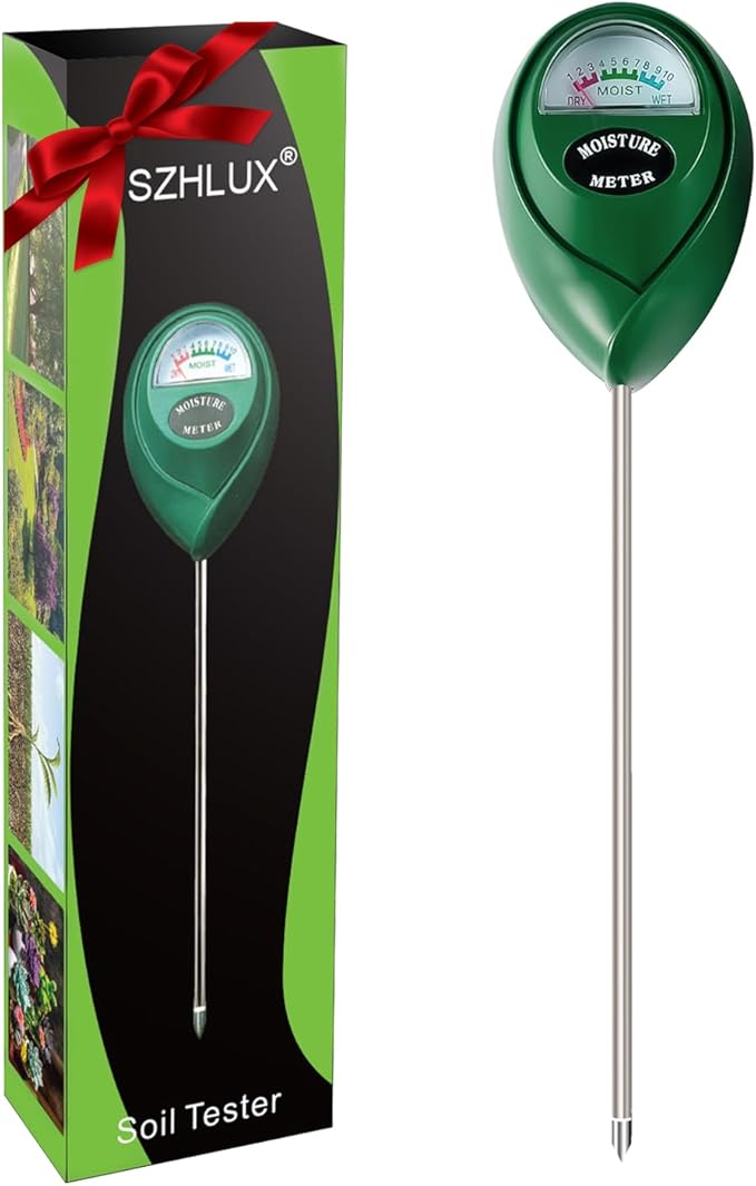 SZHLUX Moisture Meter Water Monitor Soil Hygrometer Sensor Care, Lawn, Farm, Indoor & Outdoor. (Plant Gifts for Gardeners), 10.23inch, Green by SZHLUX