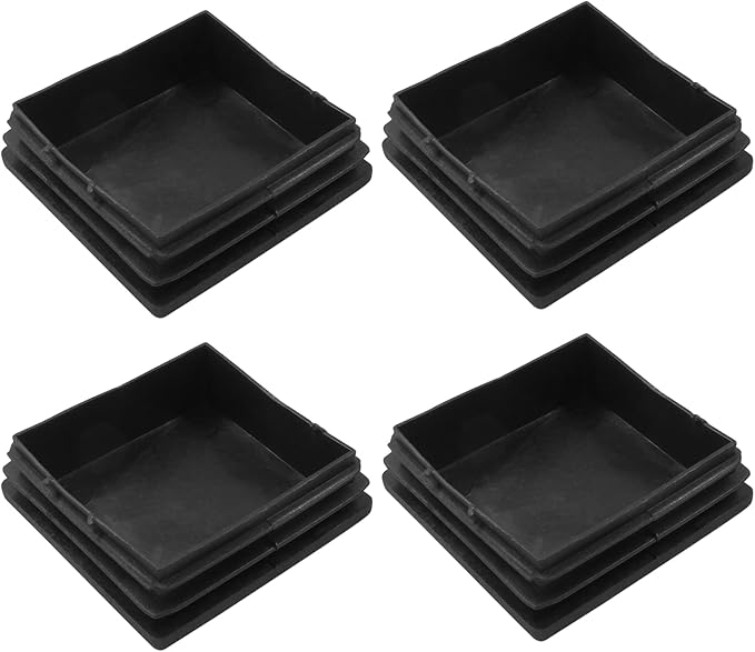 4 Pack 2-3/8" Square Plastic Plugs, Black Tubing End Caps Plugs Insert for Square Tube and Furniture Legs by Bonsicoky