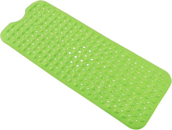 Anti-Slip Bathtub Shower mat, 39.3×15.7 inch（Approximately 100 × 40cm） Soft Oversized Machine Washable Non-Slip Bathtub mat with Drainage Holes, Bathroom Floor Suction Cup.（1-Opaque Pea Green） by ERASILKEN-X