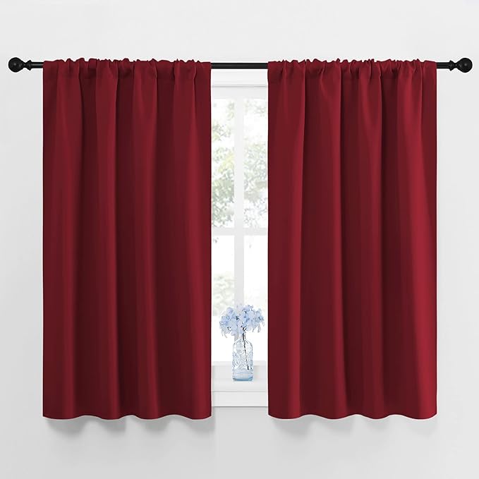 NICETOWN Burgundy Curtains Blackout Drape Panels - Lights Block Out Window Treatment Curtain Sets for Home Decoration on Christmas & Thanksgiving Day (Set of 2 Panels, 42 by 45-Inch) by NICETOWN