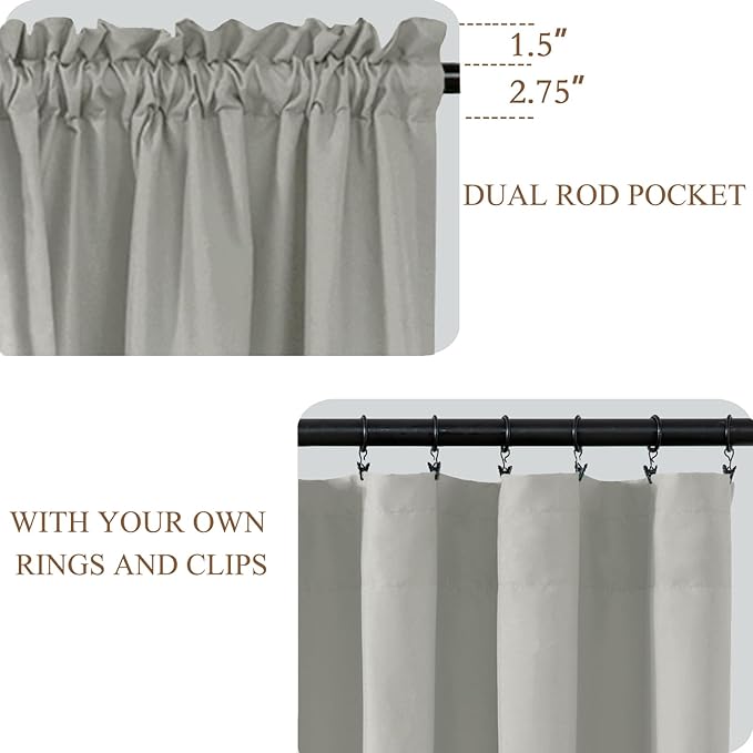L.Z.E Grey Light Filtering Curtains for Living Room, Privacy Non-See-Through Curtains 108 Inches Long 2 Panels Set, Gray Window Panels for Bedroom Nursery Extra Long Rod Pocket Top - Image 4