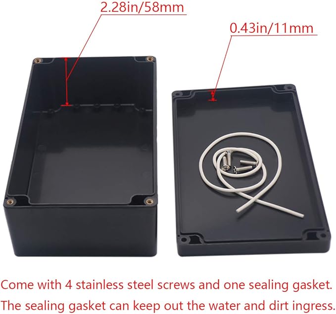 2 Pack Project Box IP65 Waterproof Junction Box ABS Plastic Black Electrical Boxes DIY Electronic Project Case Power Enclosure 7.87 x4.72 x2.95 inch (200x120x75 mm) - Image 4