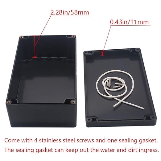 Junction box, Raculety Electrical Project Case Power Junction Box, Project Box Black (7.87"x4.72"x2.95") - Image 4