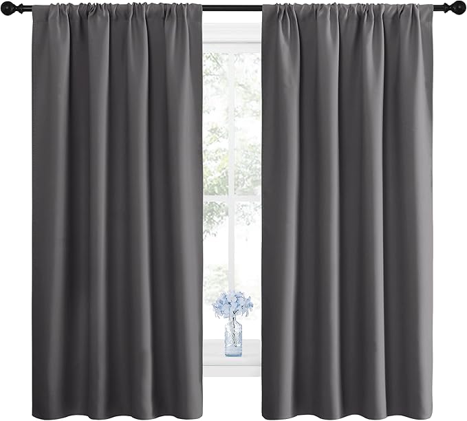NICETOWN Blackout Curtains Panels for Bedroom - Thermal Insulated Rod Pocket Window Blackout Drapes/Draperies for Living Room (2 Panels, W42 x L63 inches, Grey) - Image 2
