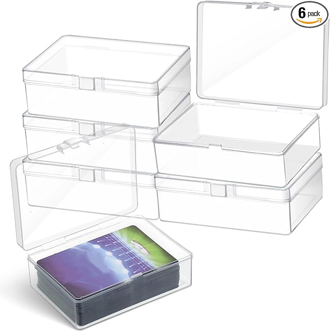 Vicenpal 6 Pcs Playing Card Boxes Clear Plastic Deck Cases Trading Card Storage Boxes Compatible with MTG TCG 100 Game Cases Holder 4.45 x 2.91 x 1.35 Inch by Vicenpal