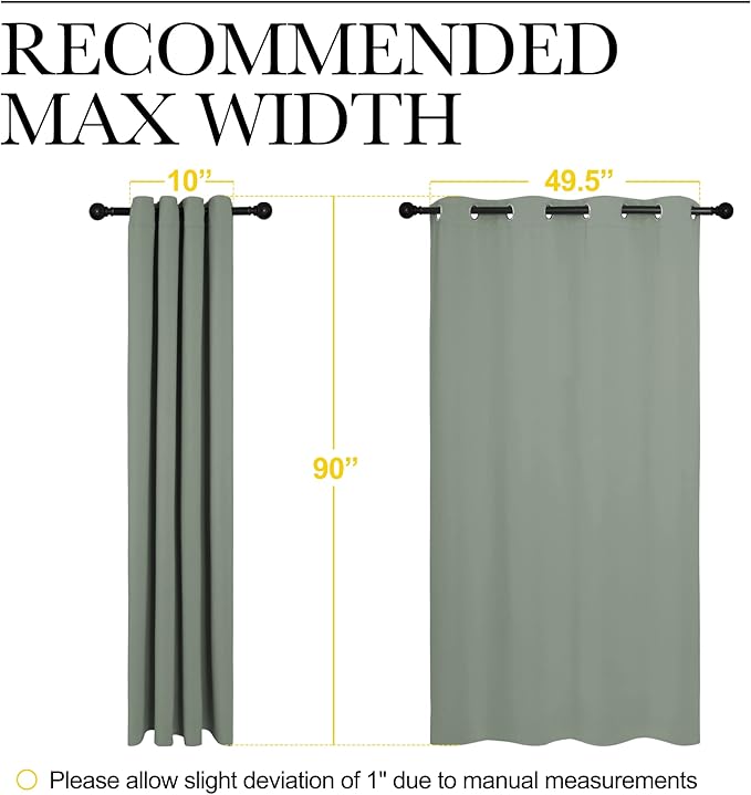 NICETOWN Greyish Green Blackout Curtains 90" Long for Office, Dining Room, Guest Room, Sound Reducing Heat and Cold Block Curtain Panels for Modern Room Decorative (55" Wide, 2 Pieces) - Image 7