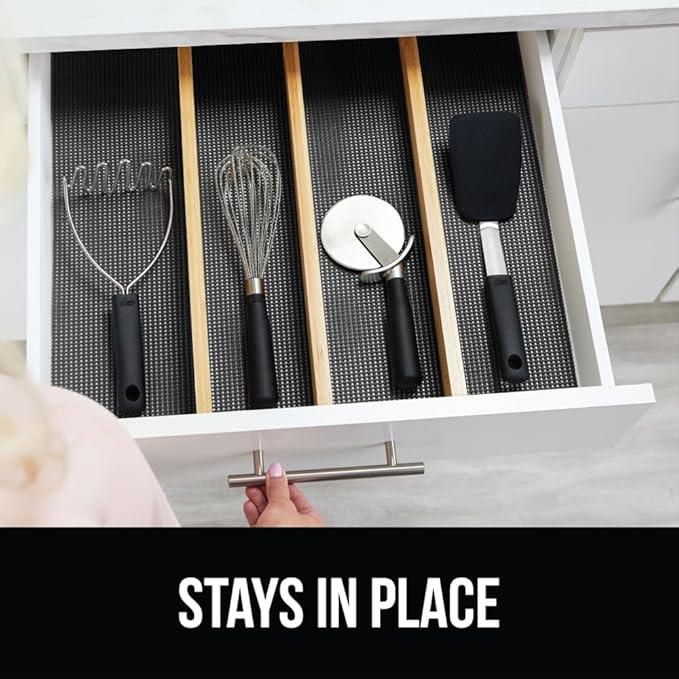 GORILLA GRIP powerGRIP Drawer Shelf and Cabinet Liner, Thick Strong Hold, Non-Adhesive Liners Protect Kitchen Cabinets and Cupboard, Bathroom Drawers, Easy Install, Breathable Mat, 20" x20', Charcoal - Image 9