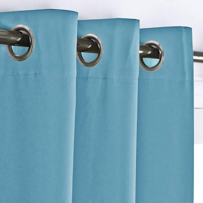NICETOWN Kitchen Blackout Window Curtain Panel Home Fashion Thermal Insulated Solid Grommet Room Darkening Drape for Apartment (Teal Blue, 1 Panel, 42 by 63 inches Long) - Image 3