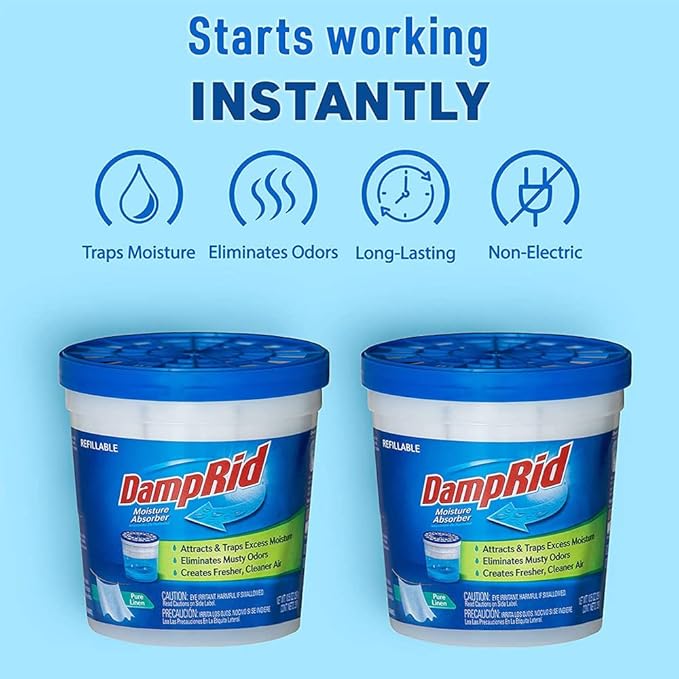DampRid Pure Linen Refillable Moisture Absorber - 10.5oz cups - 2 pack – Traps Moisture for Fresher, Cleaner Air - Image 4