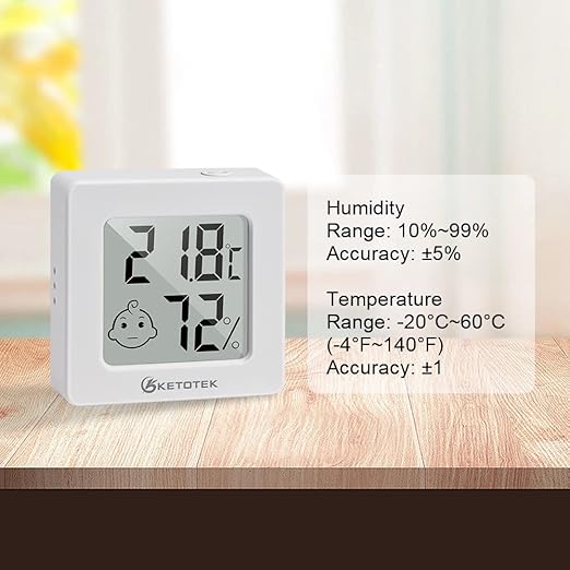KETOTEK 2 Pack Mini Thermometer Hygrometer Indoor Humidity Monitor Digital Temperature Humidity Gauge Meter with for Bedroom Greenhouse Cellar - Image 4